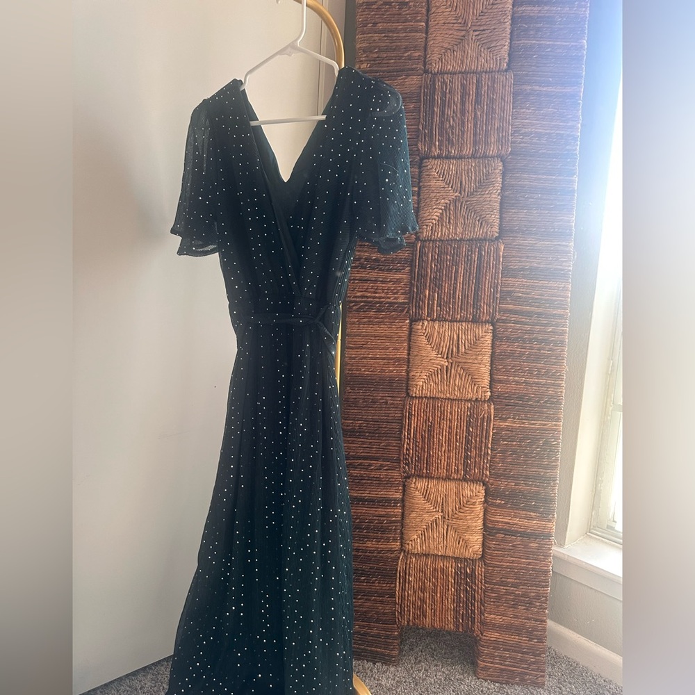 Baltic Born Black Maxi Dress with White Polka Dots